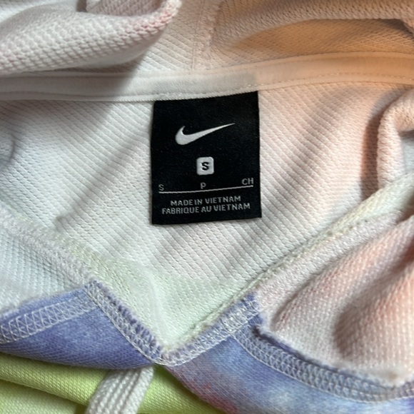 Nike Women’s Tie-Dye Crop Hoodie Pullover Sweatshirt Multicolor Pastel Logo Sz S - Picture 8 of 11